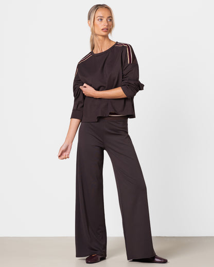 Yumi Elastic Waist Pants | Chocolate Brown