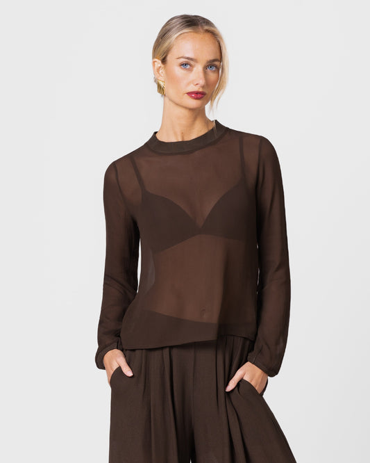 Lola Sheer Top | Chocolate Brown