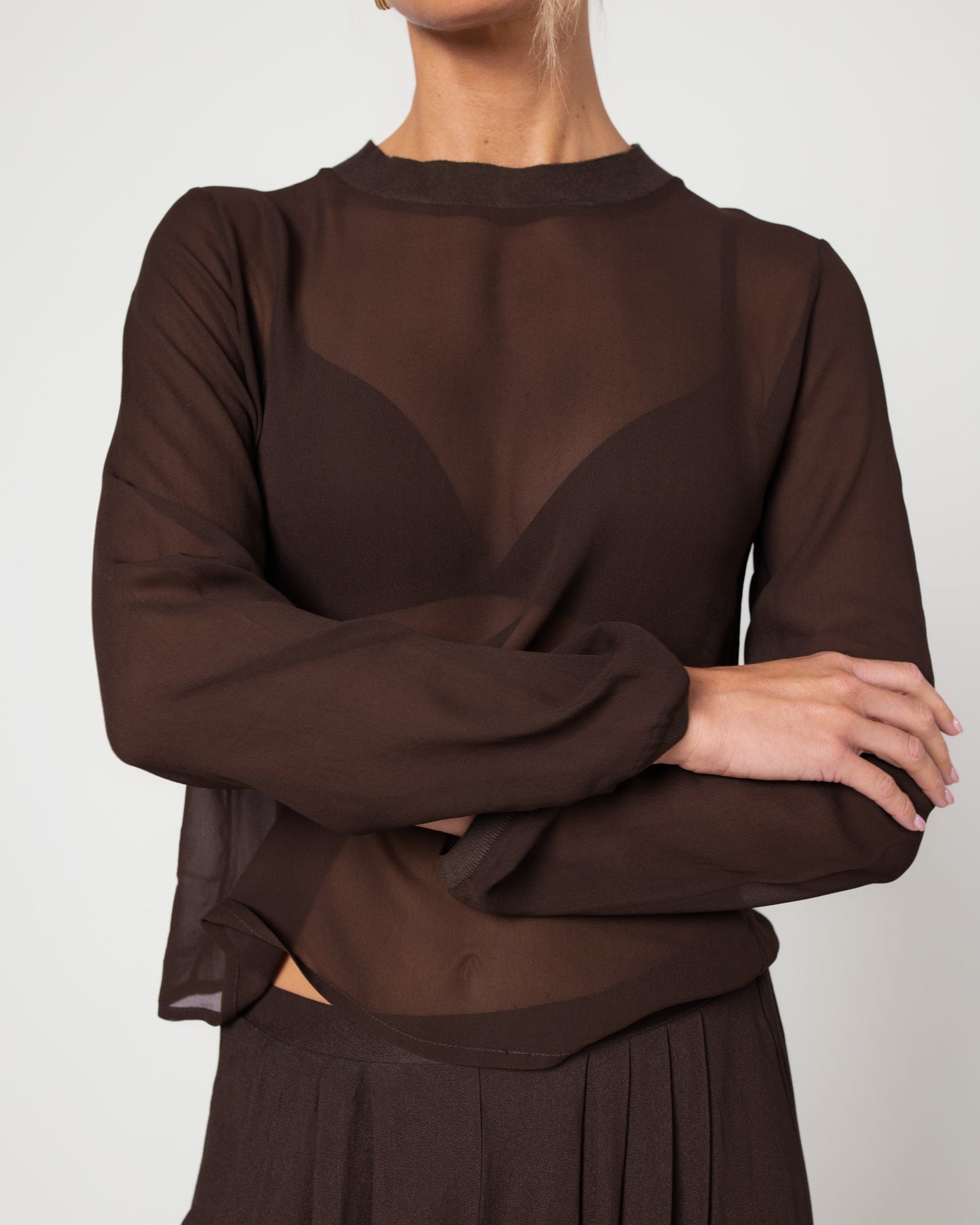 Lola Sheer Top | Chocolate Brown