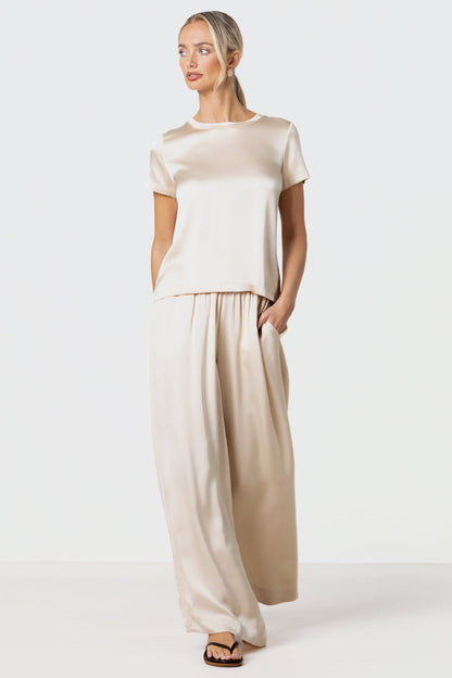 Matilda Satin T-Shirt | Cream
