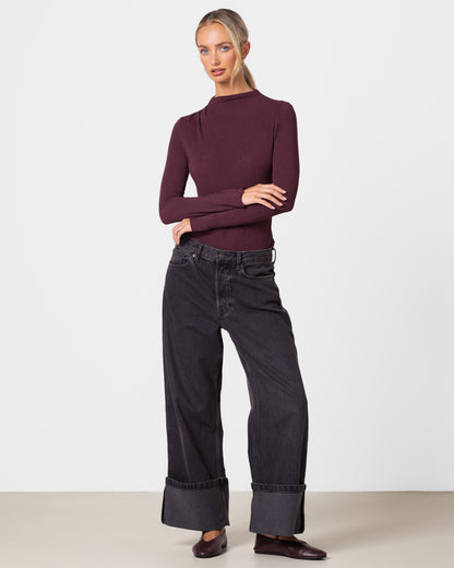 Lucia Featherweight High Neck Top | Amethyst Plum | Modal-Cashmere