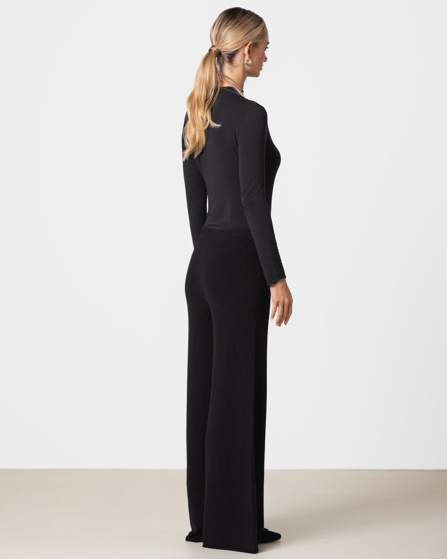 Lucia Featherweight High Neck Top | Black | Modal-Cashmere
