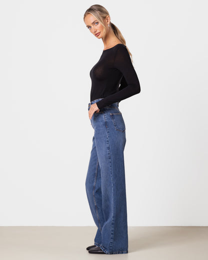 Mae Featherweight Boatneck Top | Black | Modal-Cashmere