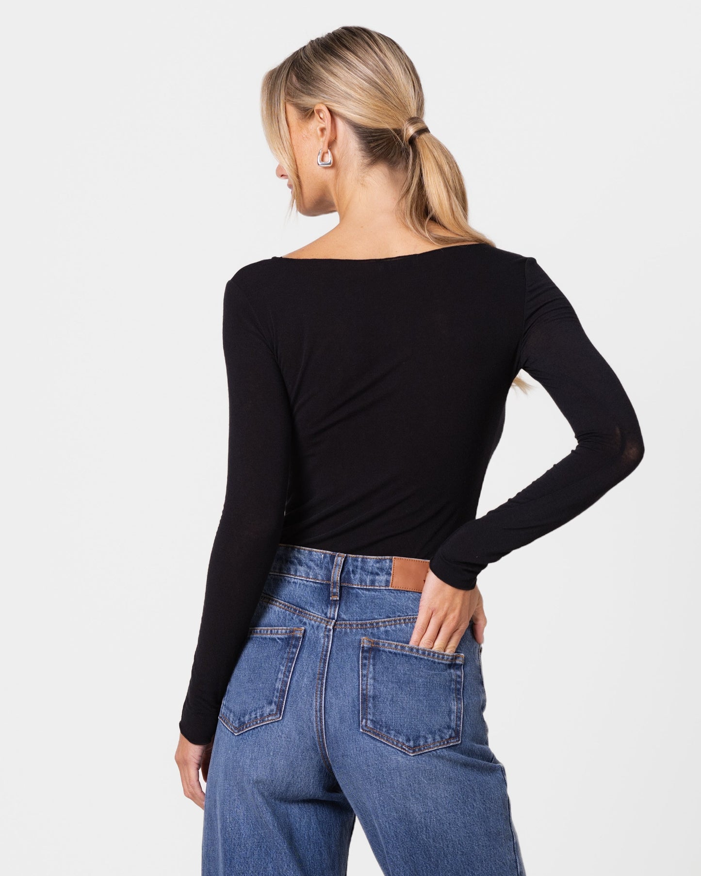Mae Featherweight Boatneck Top | Black | Modal-Cashmere