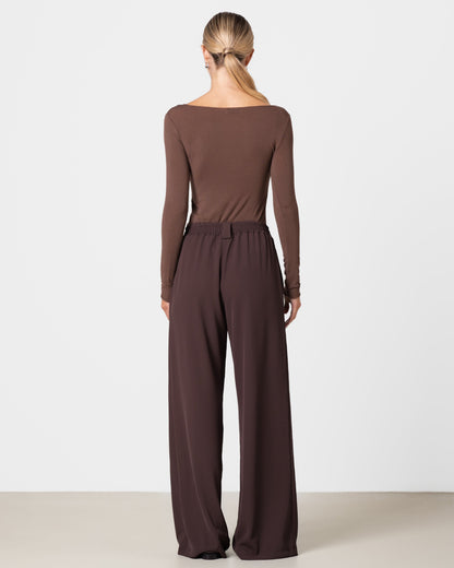 Mae Featherweight Boatneck Top | Brown | Modal-Cashmere