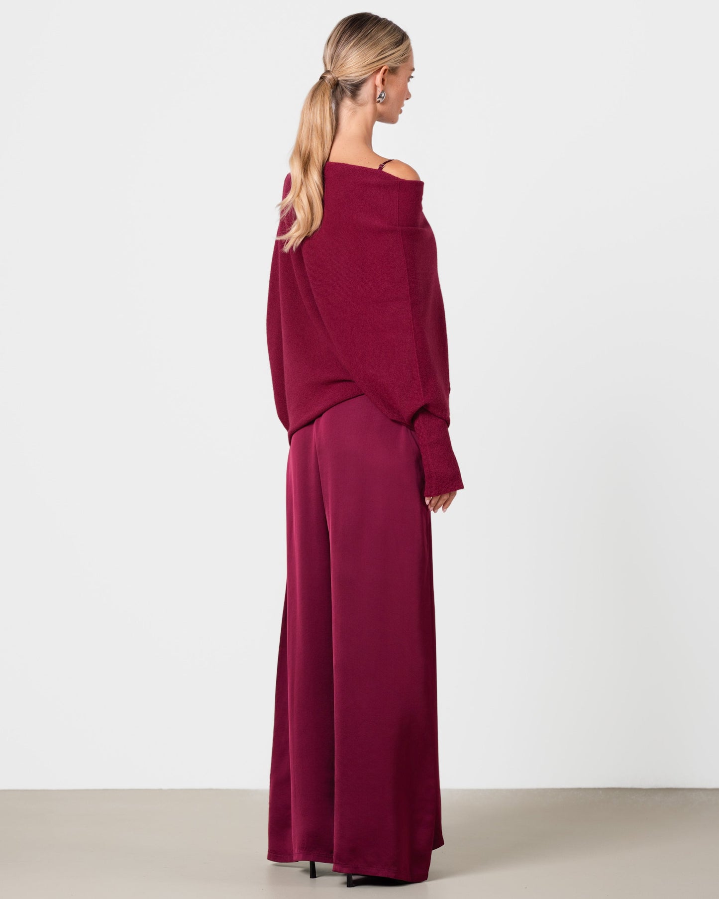 Audrey Satin Jumpsuit | Burgundy