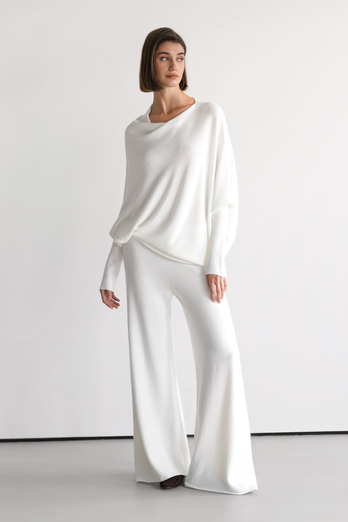 Asymmetric Draped | Ivory | Seamless Knit