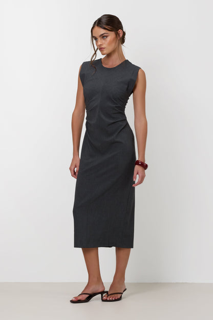 Wilde Ruched Dress | Dark Grey Melange