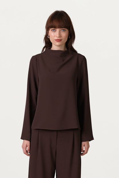 Lana High Neck Top | Espresso Brown