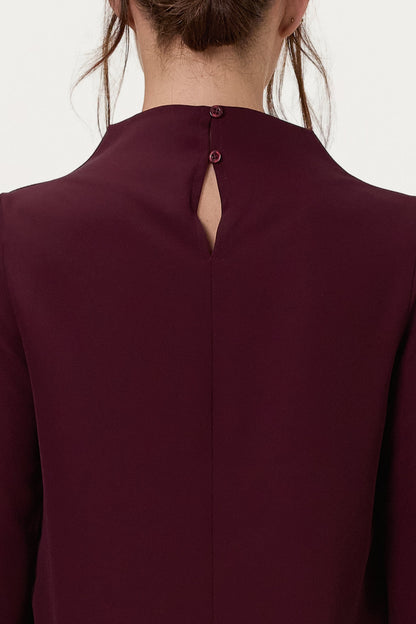 Lana High Neck Top | Burgundy