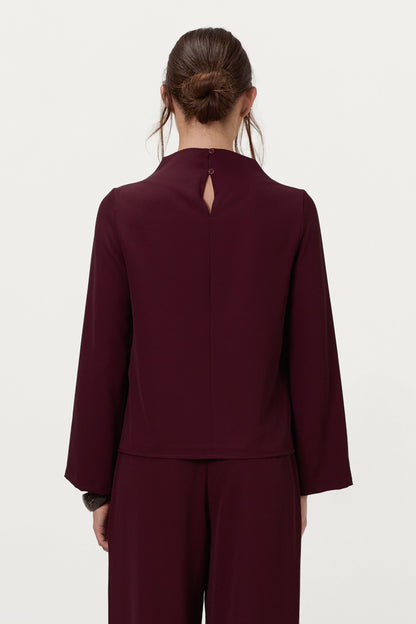 Lana High Neck Top | Burgundy