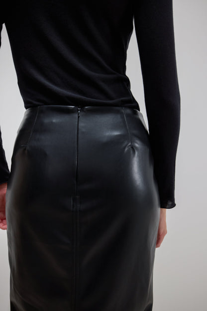 Brooklyn Faux Leather Skirt | Black