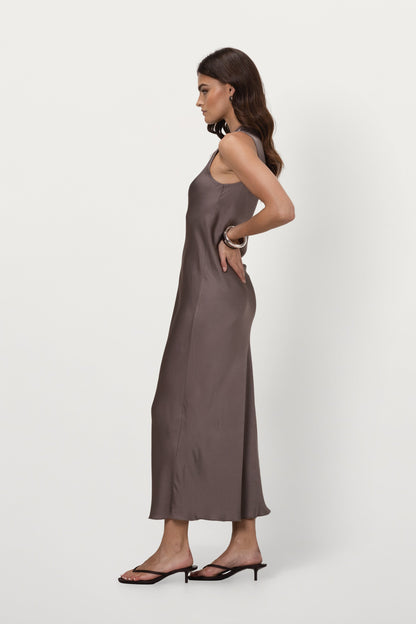 Sabrina Sleeveless Satin Dress | Mink