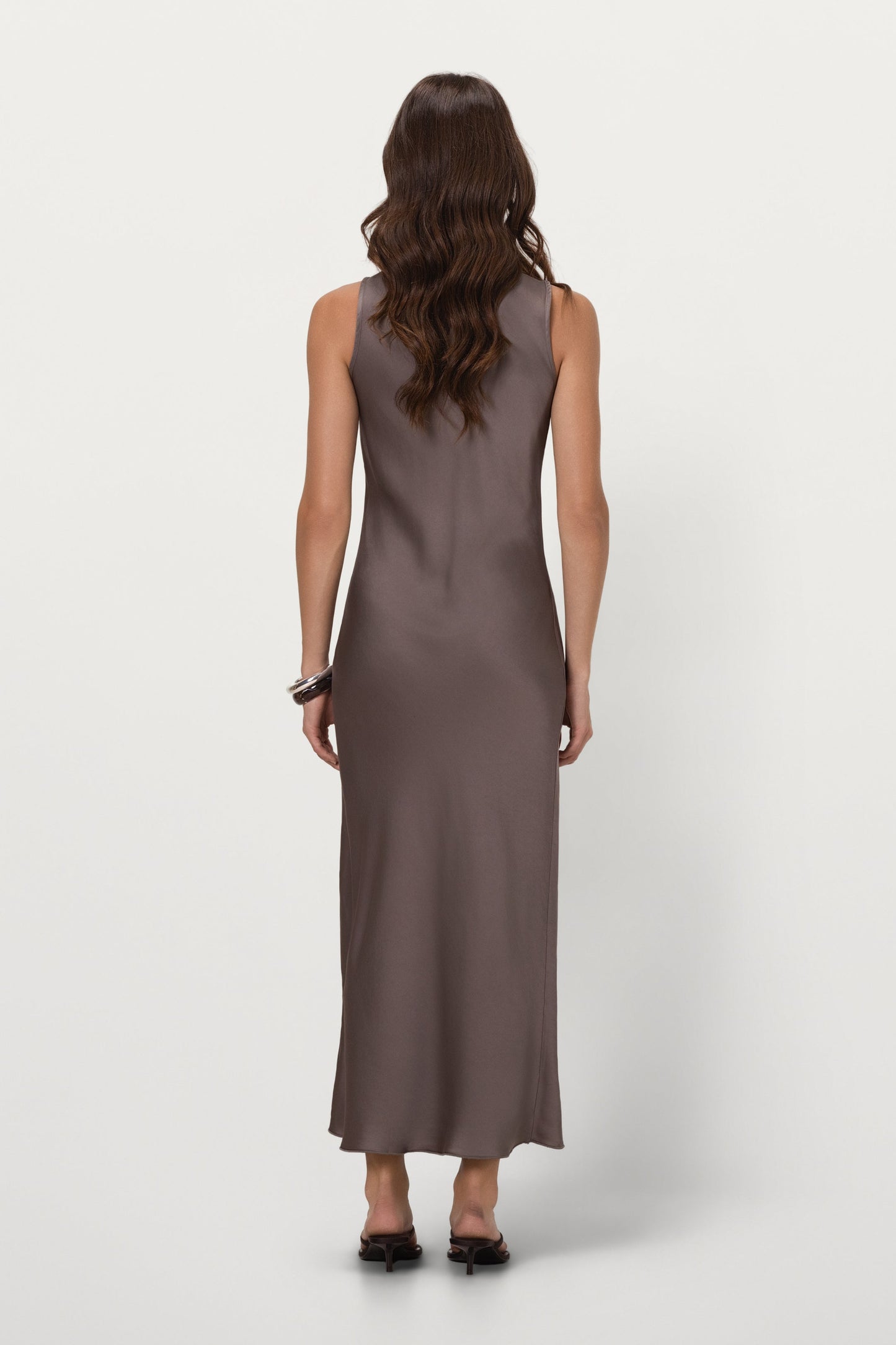 Sabrina Sleeveless Satin Dress | Mink