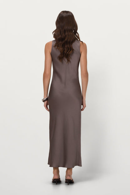 Sabrina Sleeveless Satin Dress | Mink