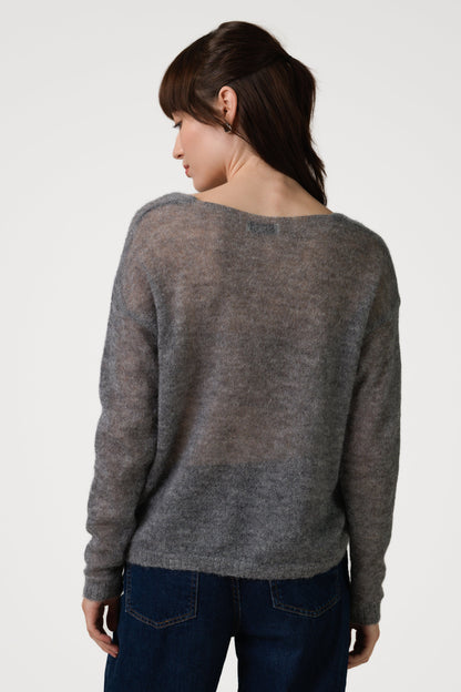 Rue Sheer Sweater | Grey | Alpaca Blend