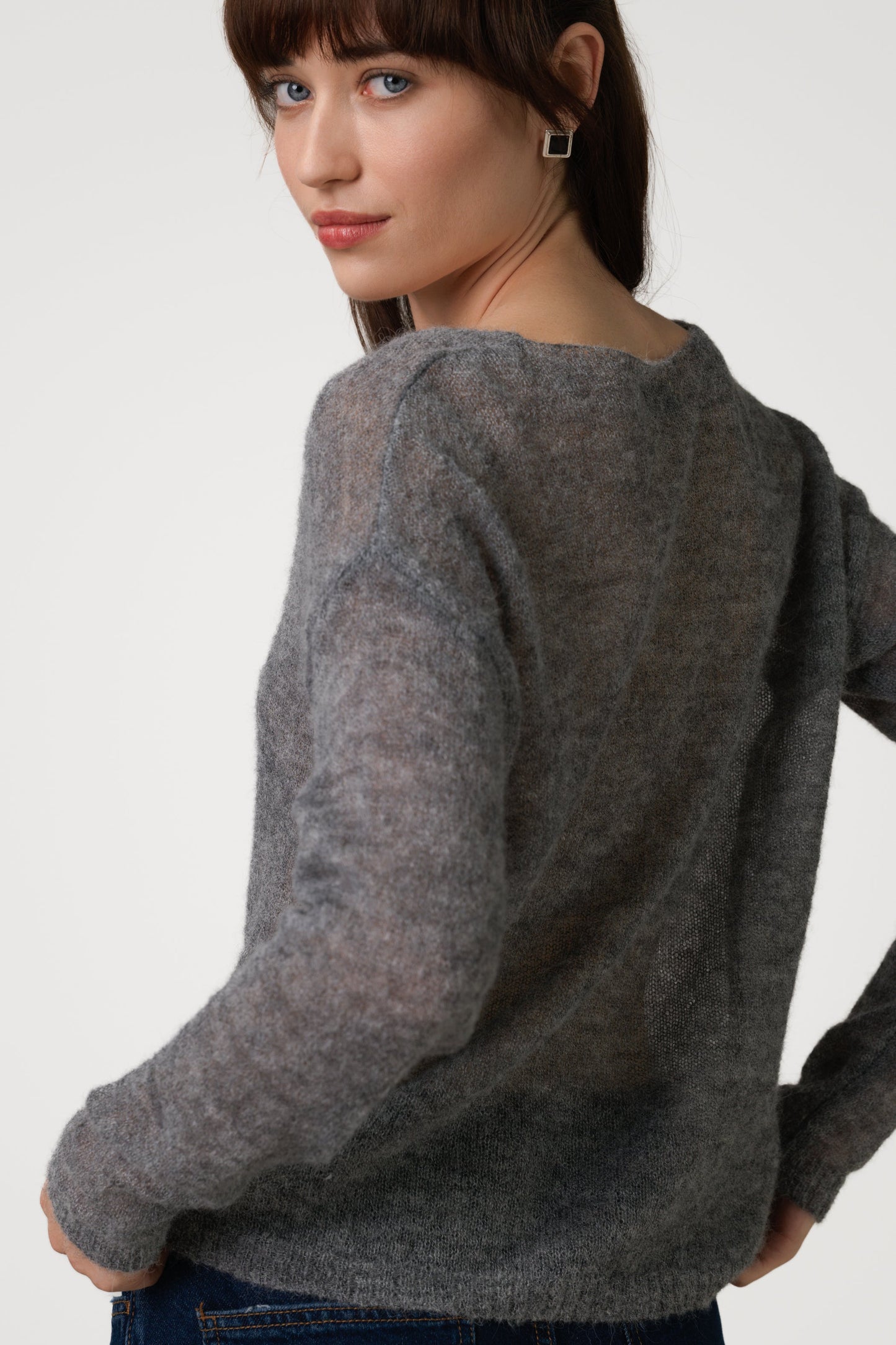Rue Sheer Sweater | Grey | Alpaca Blend