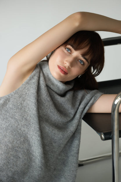 Nyx Sleeveless Turtleneck | Grey | Alpaca-Wool Blend