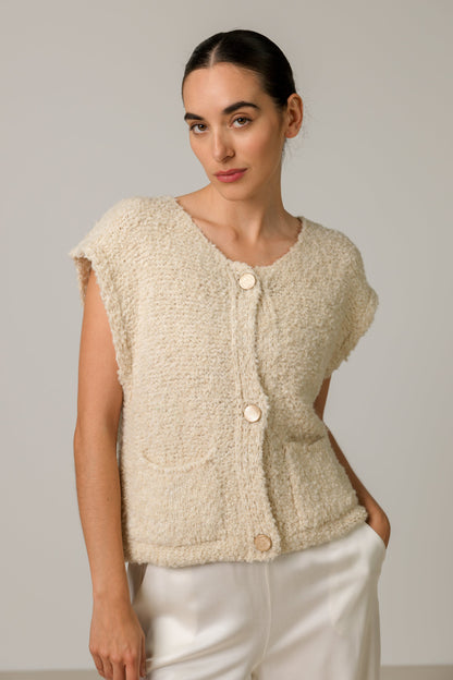 Josie Knitted Gilet | Light Beige