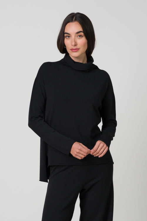 Kaia Roll Neck | Black | Fine Knit