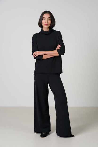 Kaia Roll Neck | Black | Fine Knit