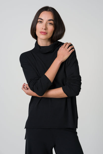 Kaia Roll Neck | Black | Fine Knit