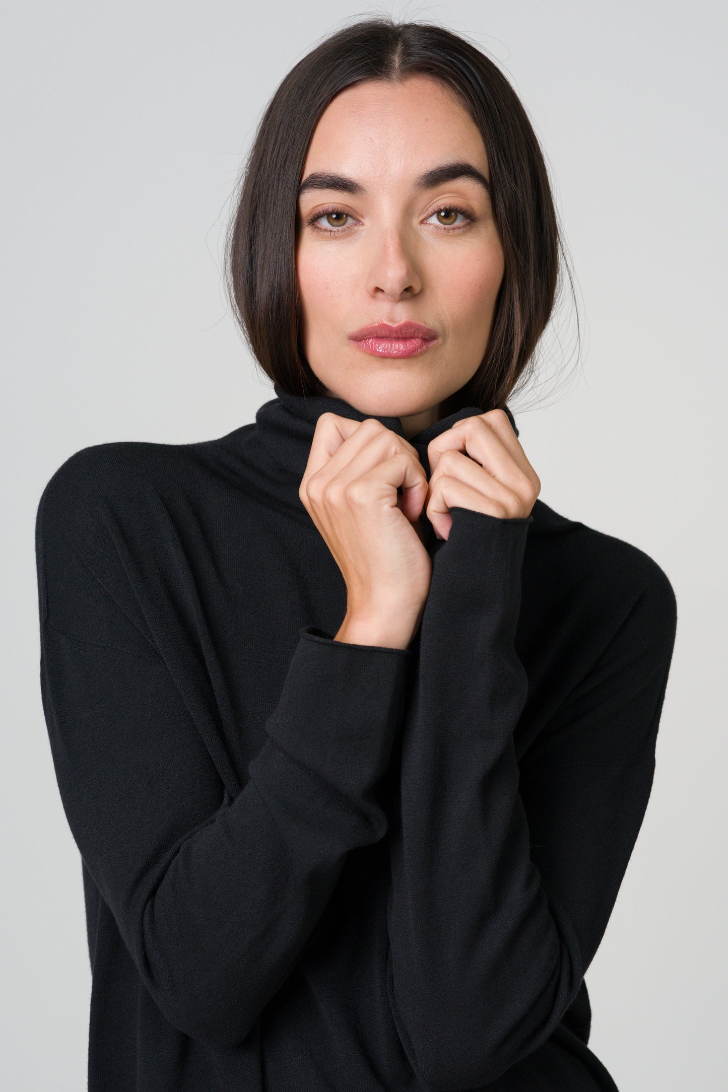 Kaia Roll Neck | Black | Fine Knit