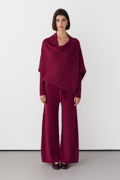 Asymmetric Draped | Burgundy | Seamless Knit