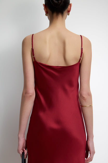 Vionne Strappy Satin Dress | Carmine