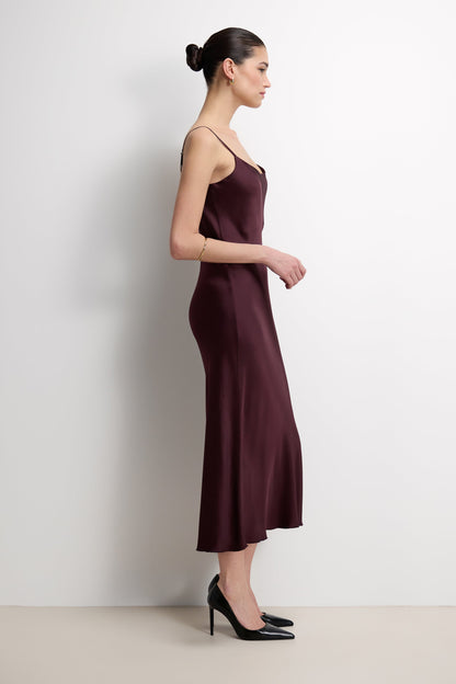 Vionne Strappy Satin Dress | Amethyst Plum