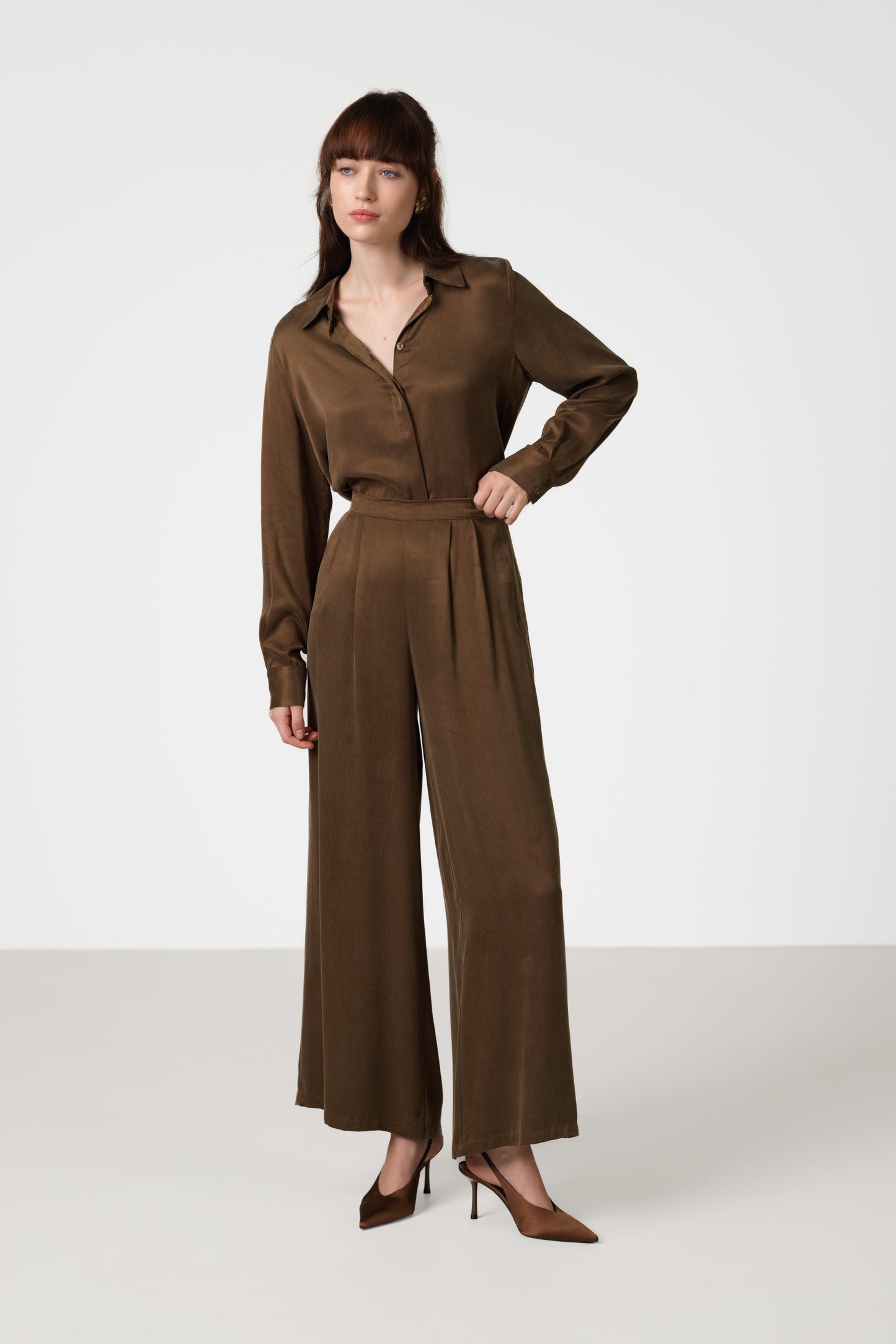 Tabitha Cupro Shirt | Chestnut Brown
