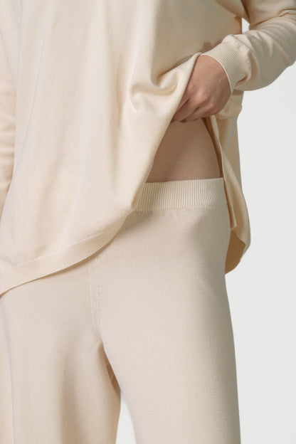 Kaia Elastic Waist Pants | Cream | Fine Knit