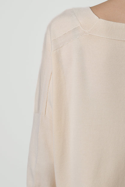 Layla V Neck Sweater | Cream | Fine Knit