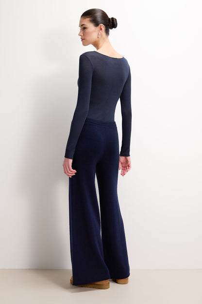 Mae Featherweight Boatneck Top | Navy | Modal-Cashmere
