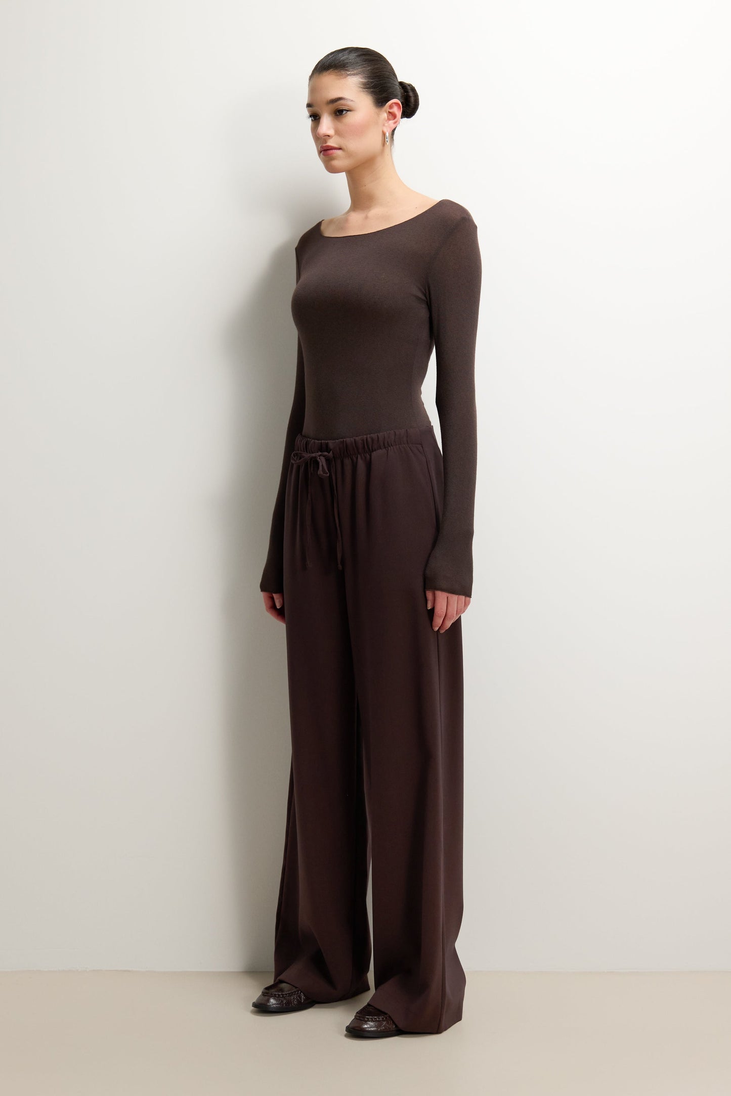Mae Featherweight Boatneck Top | Espresso Brown | Modal-Cashmere