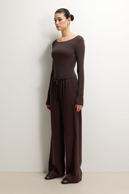 Mae Featherweight Boatneck Top | Espresso Brown | Modal-Cashmere