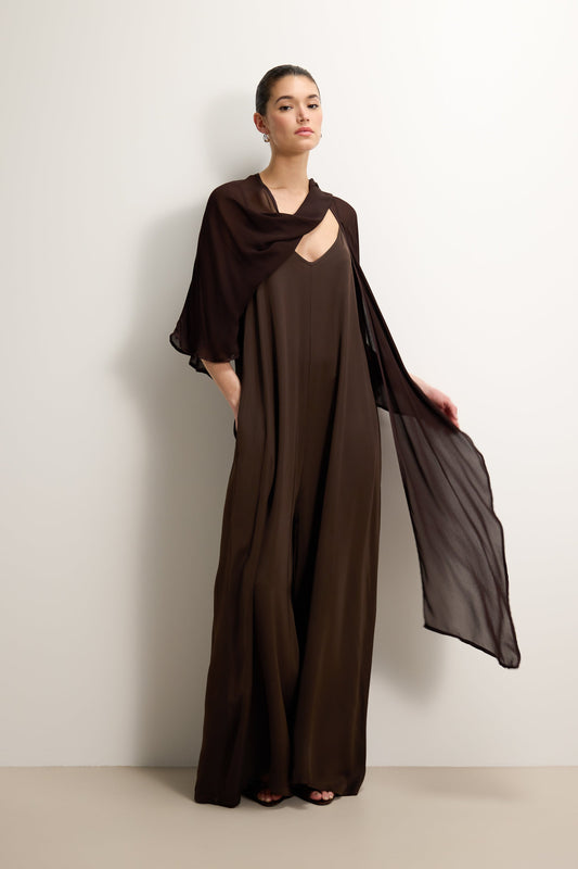 Brienne Lightweight Cape | Espresso Brown