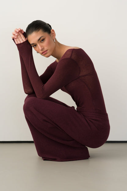Mae Featherweight Boatneck Top | Amethyst Plum | Modal-Cashmere