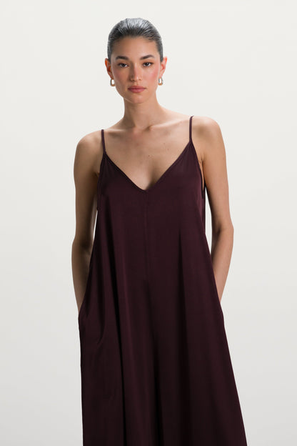 Audrey Satin Jumpsuit | Amethyst Plum