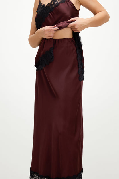 Sofia Lace Satin Skirt | Amethyst Plum