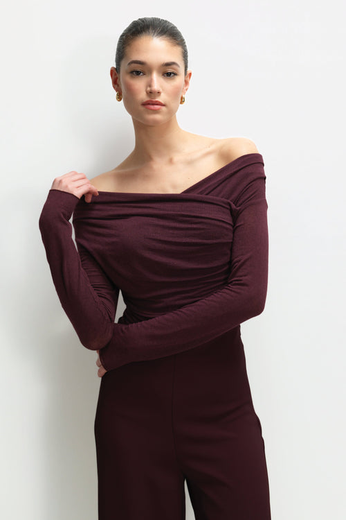 Josephine Asymmetric Top | Amethyst Plum | Modal-Cashmere