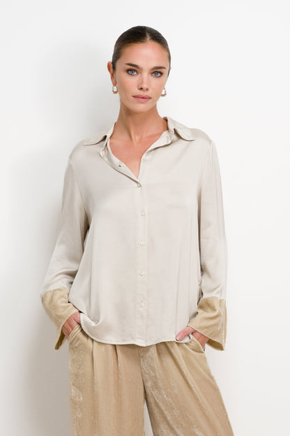 Caroline Velvet Cuff Shirt | Honey