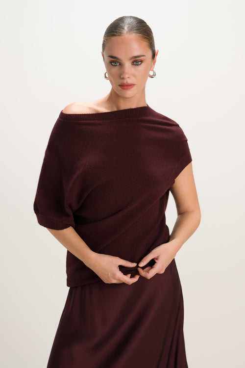 Vivienne Asymmetric Knit | Plum