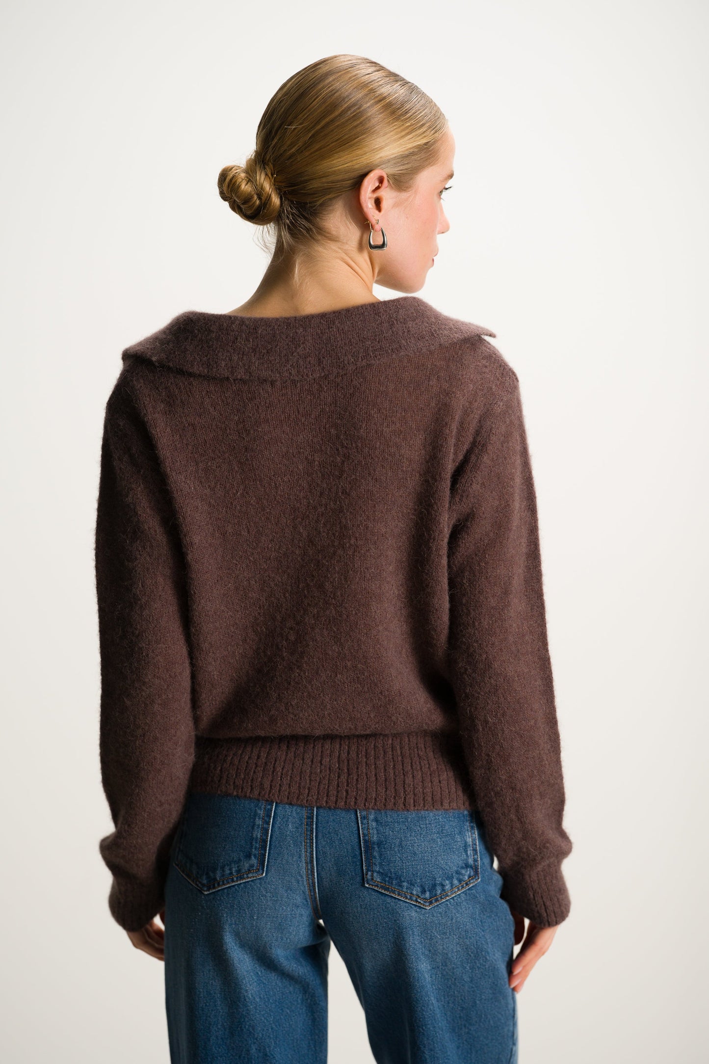 Noor Open Neck Sweater | Chocolate Brown | Alpaca Blend