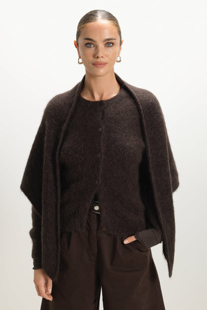 Evie Triangle Maxi Scarf | Espresso Brown | Alpaca-Wool Blend