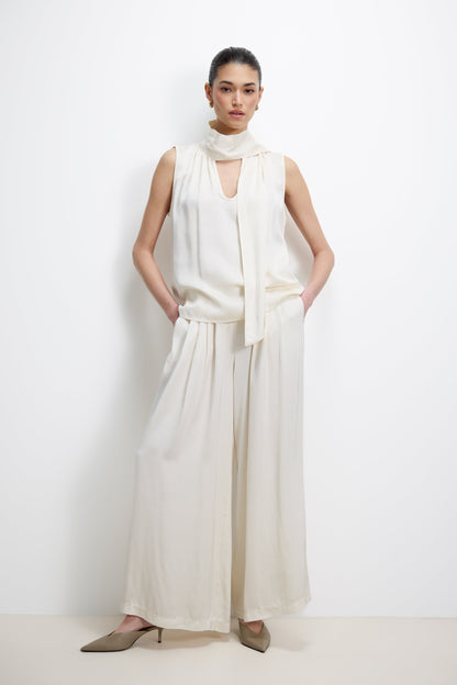 Lyanne Bow Neck Tie Blouse | Ivory