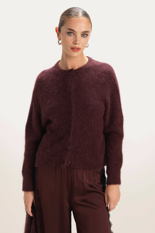 Evie Button Up Cardigan | Amethyst Plum | Alpaca-Wool Blend