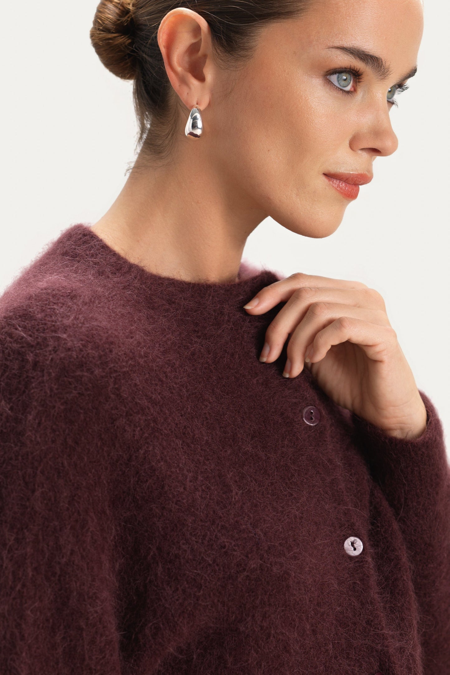 Evie Button Up Cardigan | Amethyst Plum | Alpaca-Wool Blend