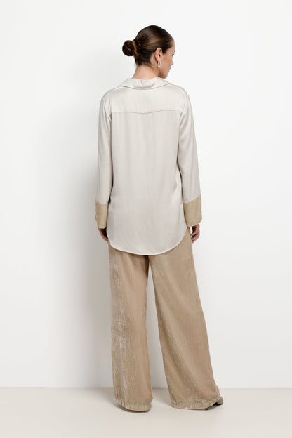 Caroline Velvet Cuff Shirt | Honey