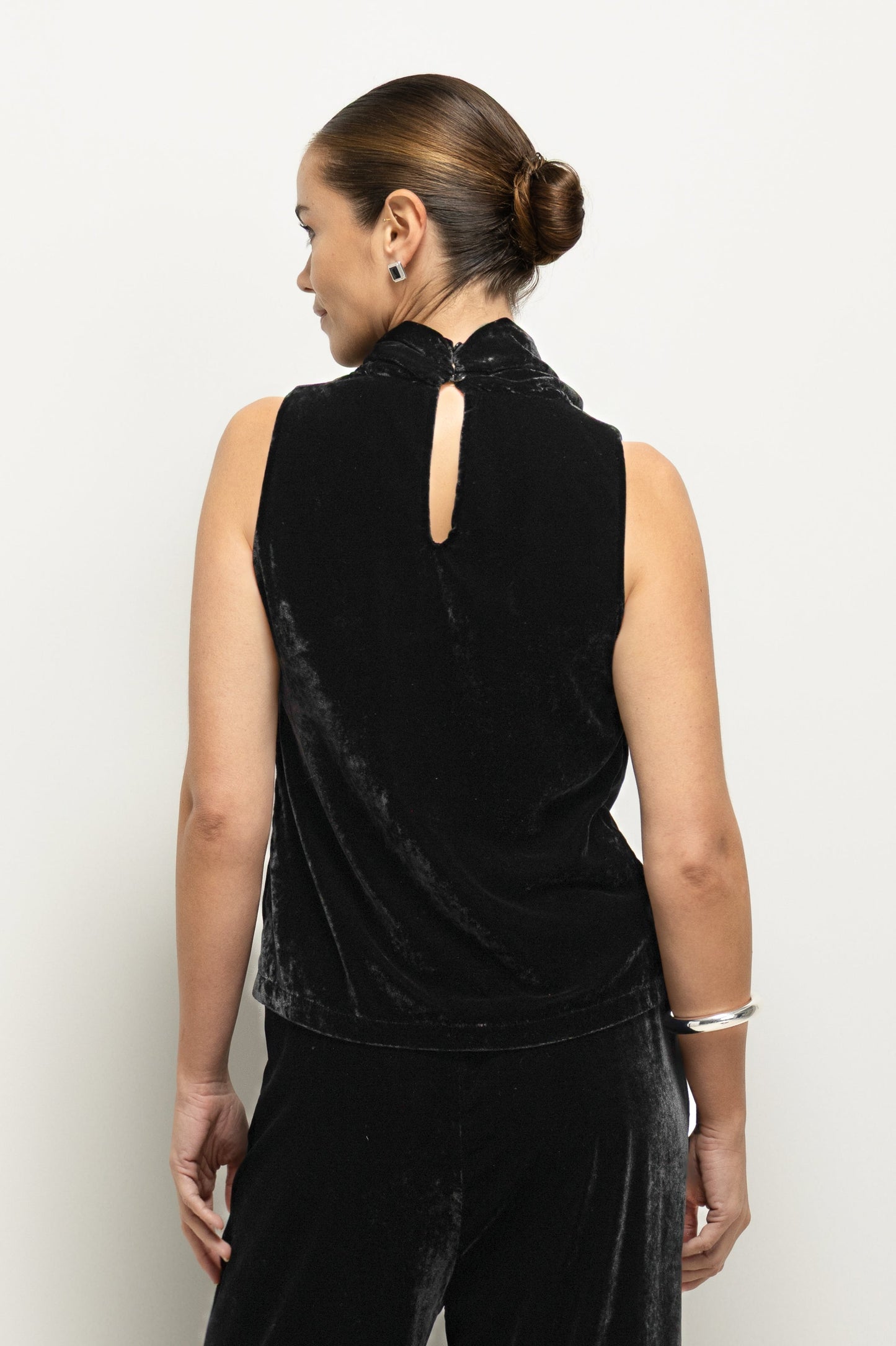 Piper Velvet Draped Sleeveless Top | Black